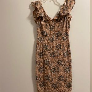 Event dress, beige and teal